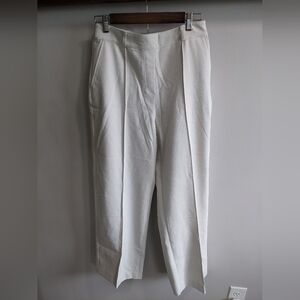 Spanx Opacity Crepe Parchment Off White Pull On Straight Wide Leg Trouser M